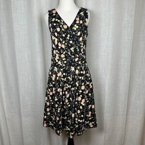 Lands End Dress Small Surplice Floral Stretch Athleisure Resort Vacation Travel